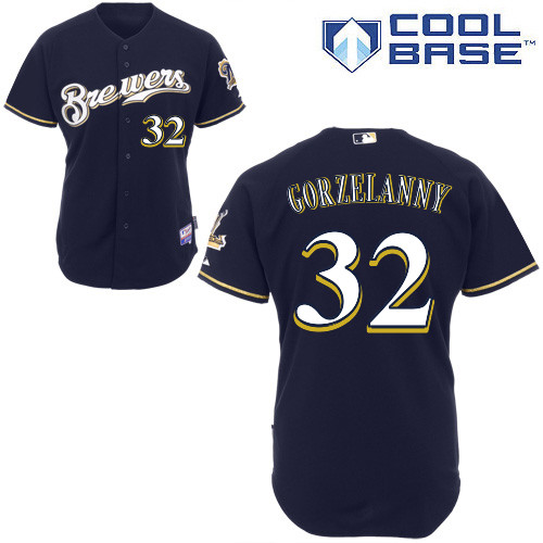 Tom Gorzelanny #32 mlb Jersey-Milwaukee Brewers Women's Authentic Alternate Navy Cool Base Baseball Jersey